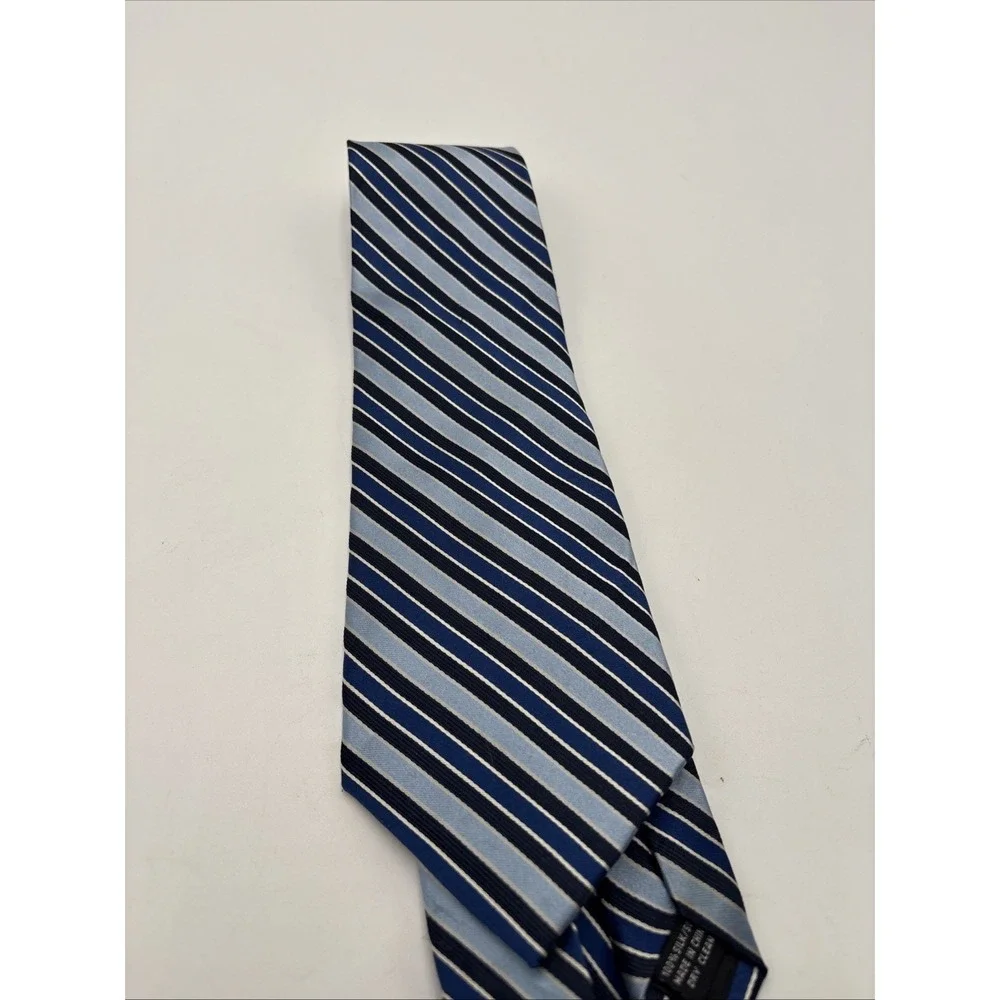 Stafford Silk Neck Tie Blue Gray Stripe Pattern Professional Career Office 56